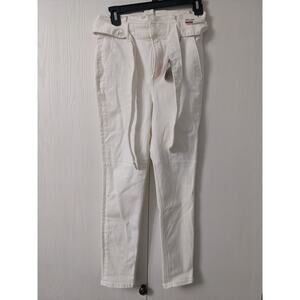 Express Women's White High Rise Skinny Straight Leg Crop Legging Jeans Size 2